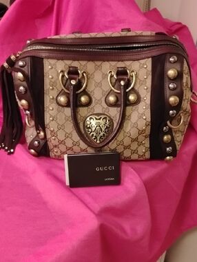 Gucci Babouska Rare Vintage Brown Monogram  Boston Bag